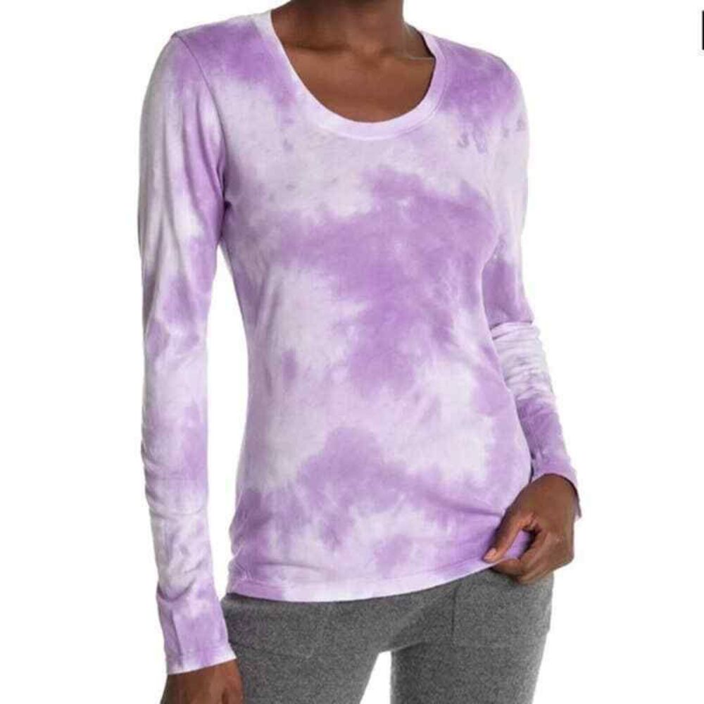 Sundry Tie Dye Knit Top Size 1 S Long Sleeve Lilac White NWT B19